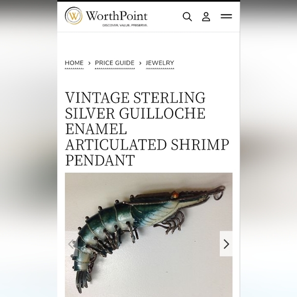 Antique RARE Silver Guilloche Enamel Articulated Shrimp Prawn Pendant - Picture 10 of 10